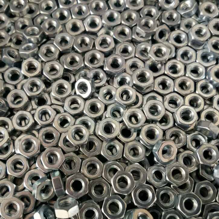 pile of silver hex nuts